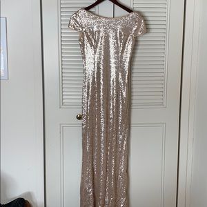 all sequence gold fitted maxi dress